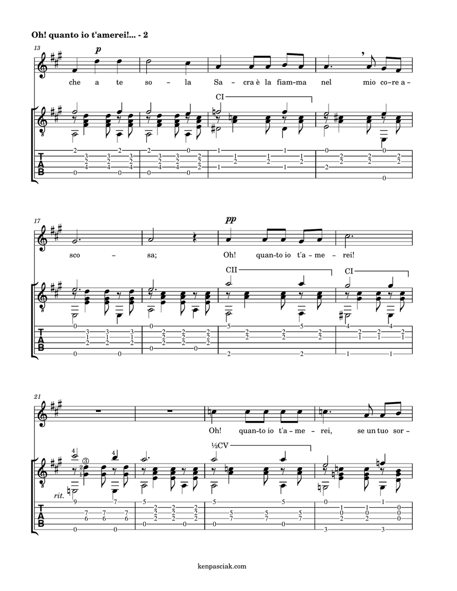 Oh quanto io t'amerei (for Voice and Guitar) Chamber Music scores gallery preview page 4