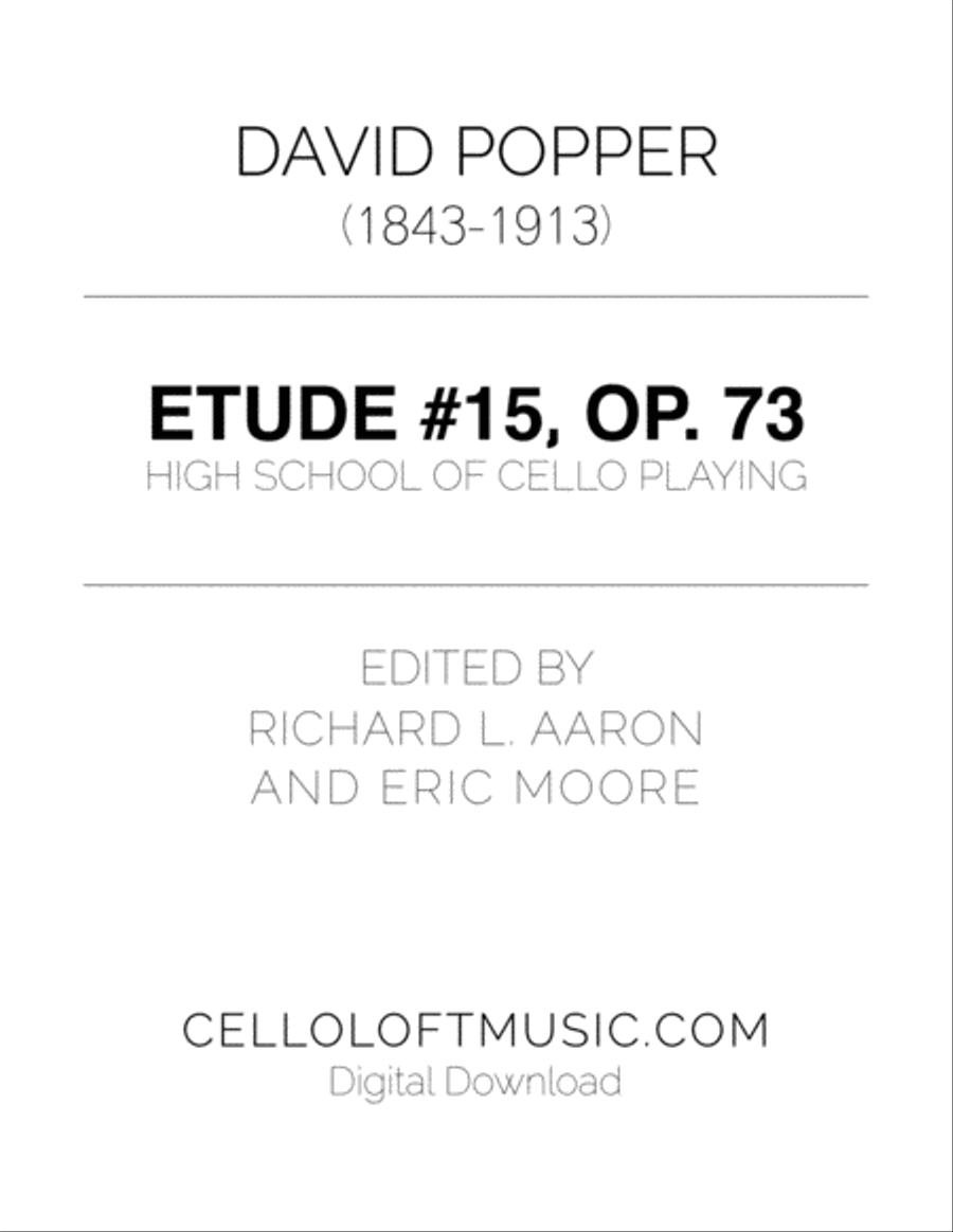Popper (arr. Richard Aaron): Op. 73, Etude #15 Cello Solo scores gallery preview page 1
