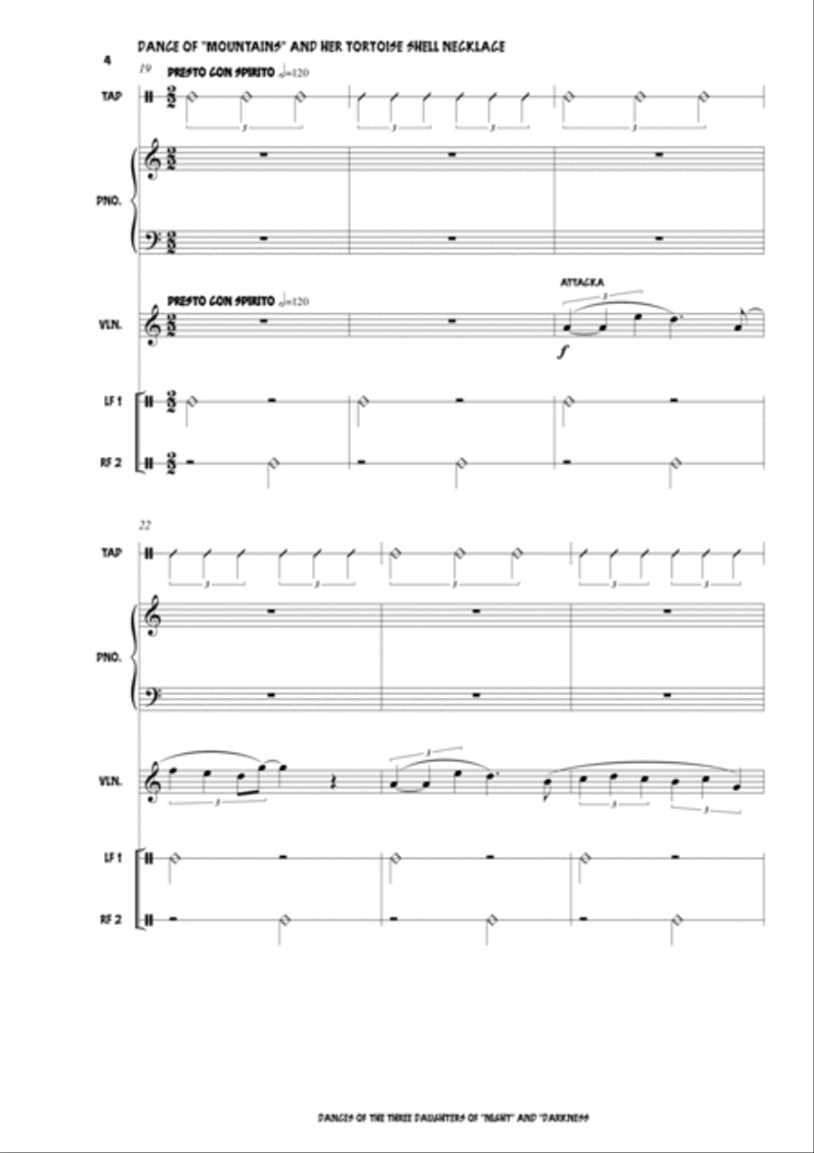 Dances of the three daughters of Night and Darkness Violin Solo scores gallery preview page 4