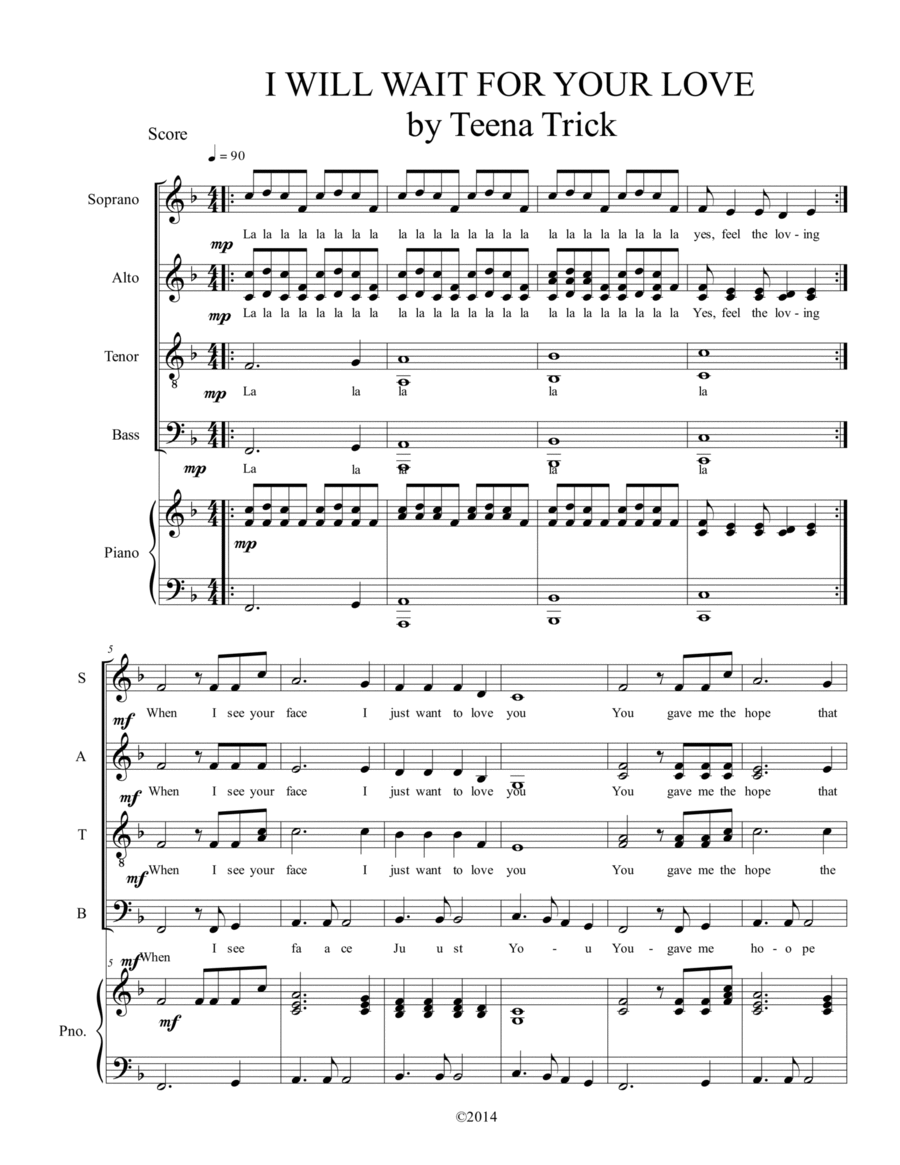 I will wait for your love Small Ensemble scores gallery preview page 1