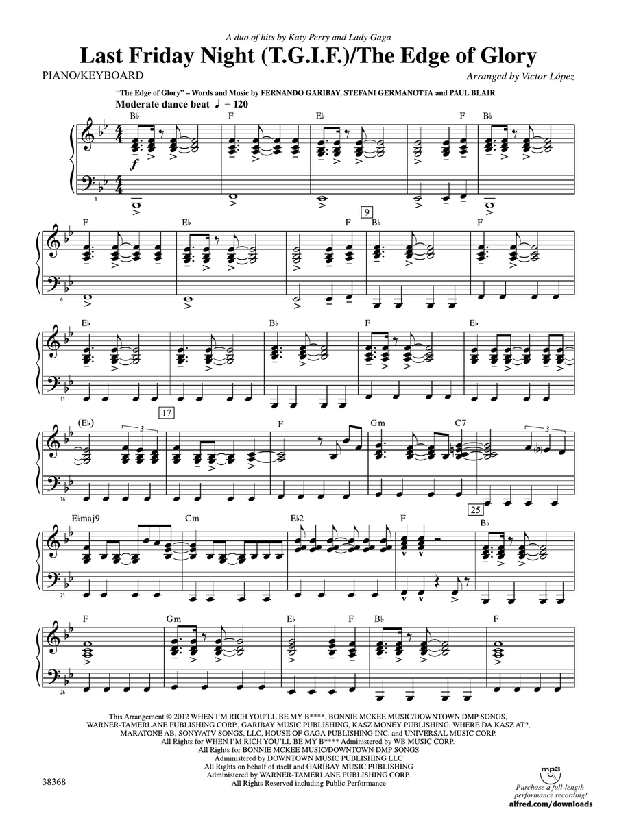 Last Friday Night (T.G.I.F) / The Edge of Glory: Piano Accompaniment