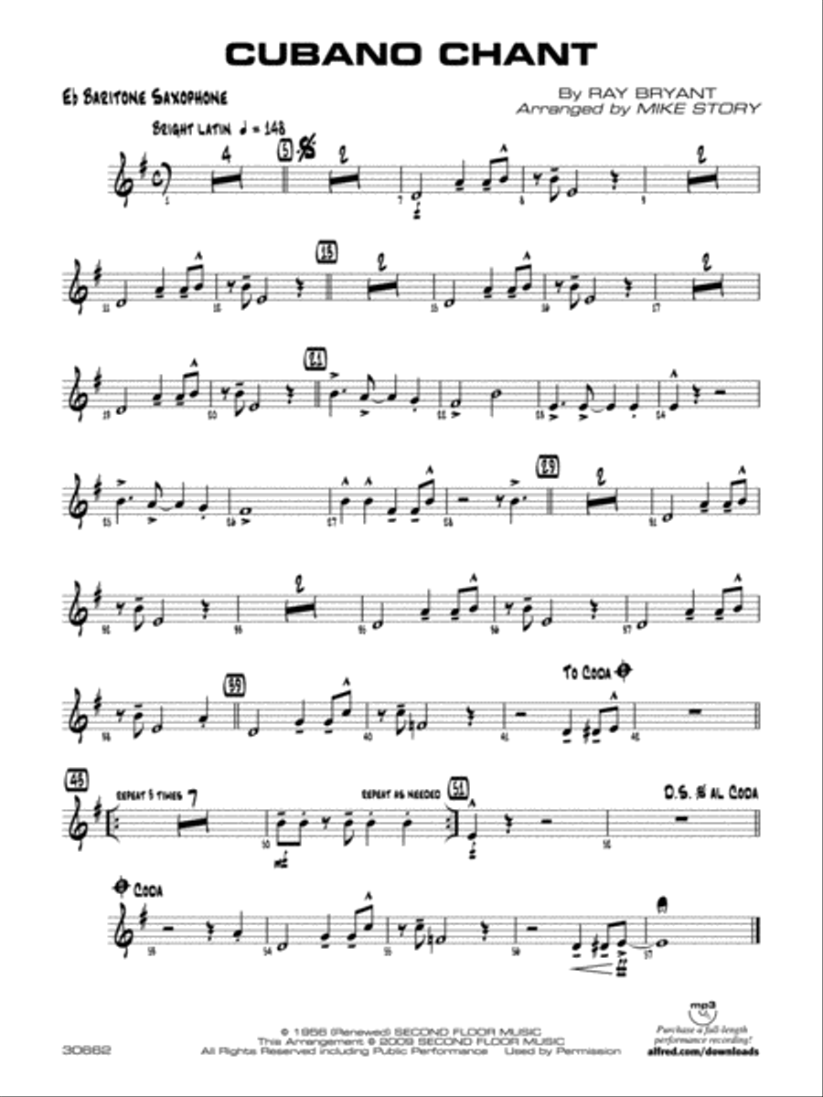 Cubano Chant: E-flat Baritone Saxophone Jazz Ensemble scores gallery preview page 1