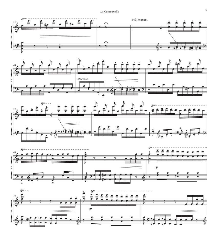 La Campanella (Advanced Intermediate) - Easy key (A minor) Piano Solo scores gallery preview page 5