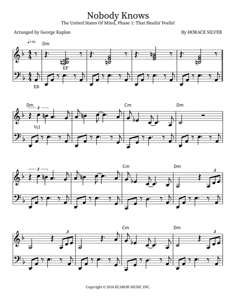 Nobody Knows Small Ensemble scores gallery preview page 1
