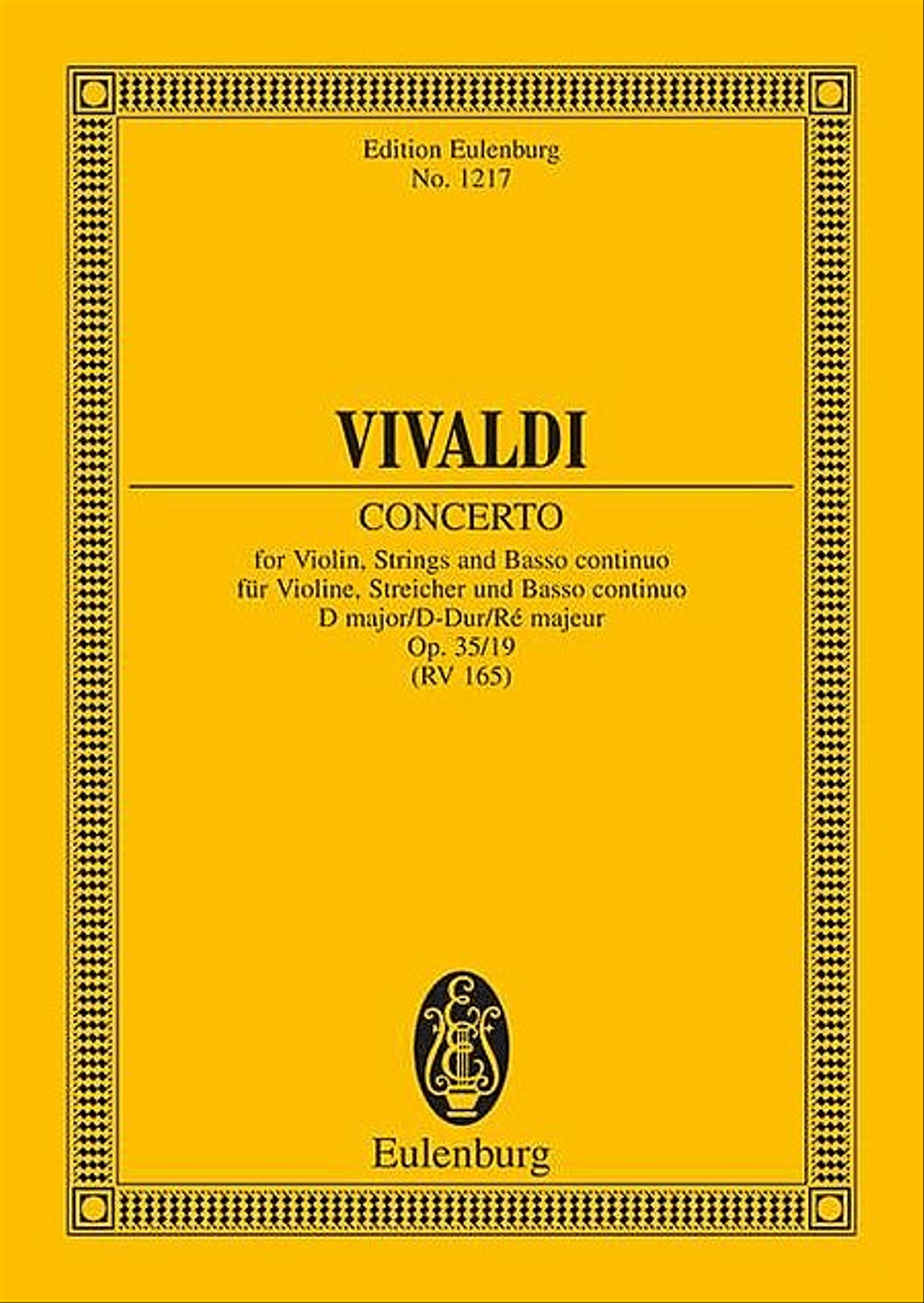 Concerto D Major Op. 35/19 Rv 212A / Pv 165 by Antonio Vivaldi Orchestra - Sheet Music
