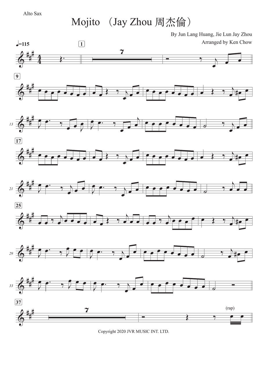 Mojito Alto Saxophone scores gallery preview page 1