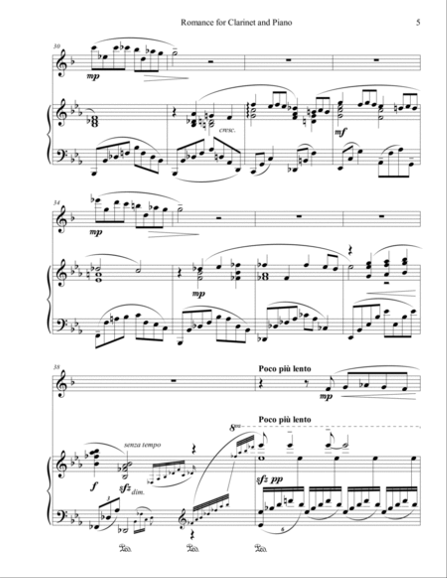 Romance for Clarinet and Piano Clarinet Solo scores gallery preview page 5
