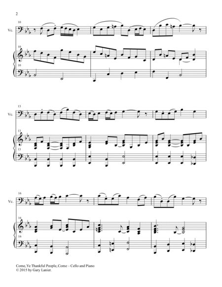 HOLIDAY HYMNS, THANKSGIVING & CHRISTMAS for Cello and Piano (Score & Parts included) image number null