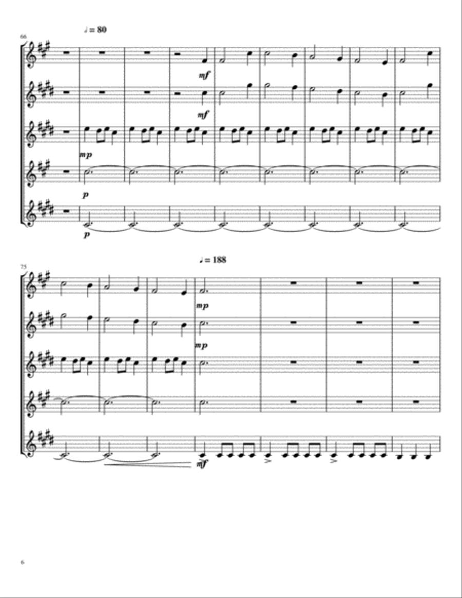 Carol Of The Bells (Trans Siberian Version) Woodwind Quartet scores gallery preview page 6