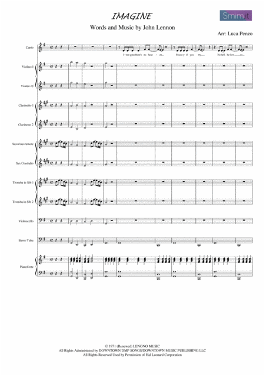 Imagine Tenor Saxophone scores gallery preview page 1