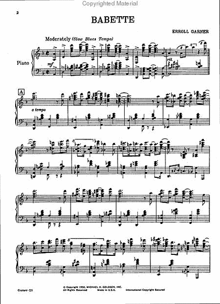 Erroll Garner - Five Original Piano Solos