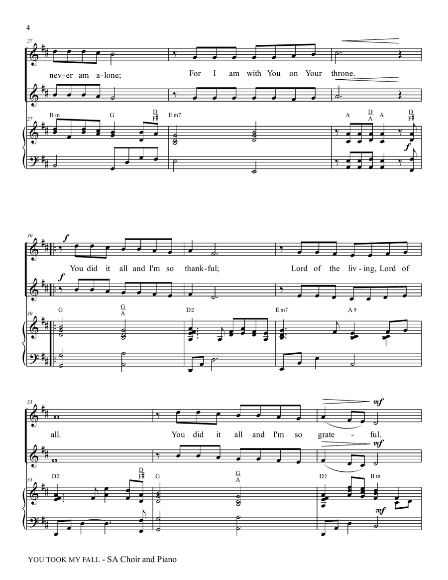 YOU TOOK MY FALL (Soprano/Alto choir/Piano with SA Part) SA scores gallery preview page 5