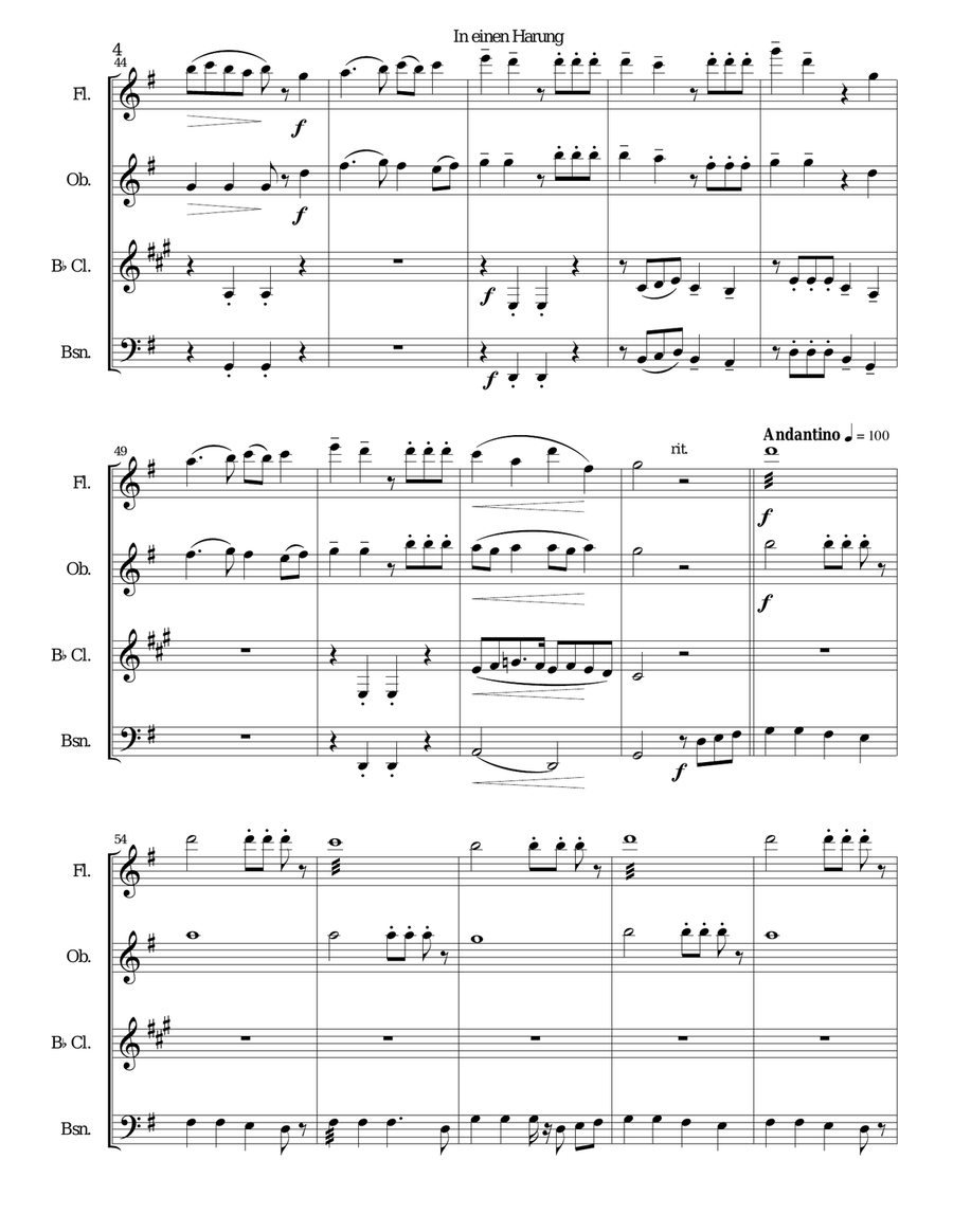 In einen Harung (The herring song) for woodwind quartet Woodwind Quartet scores gallery preview page 5