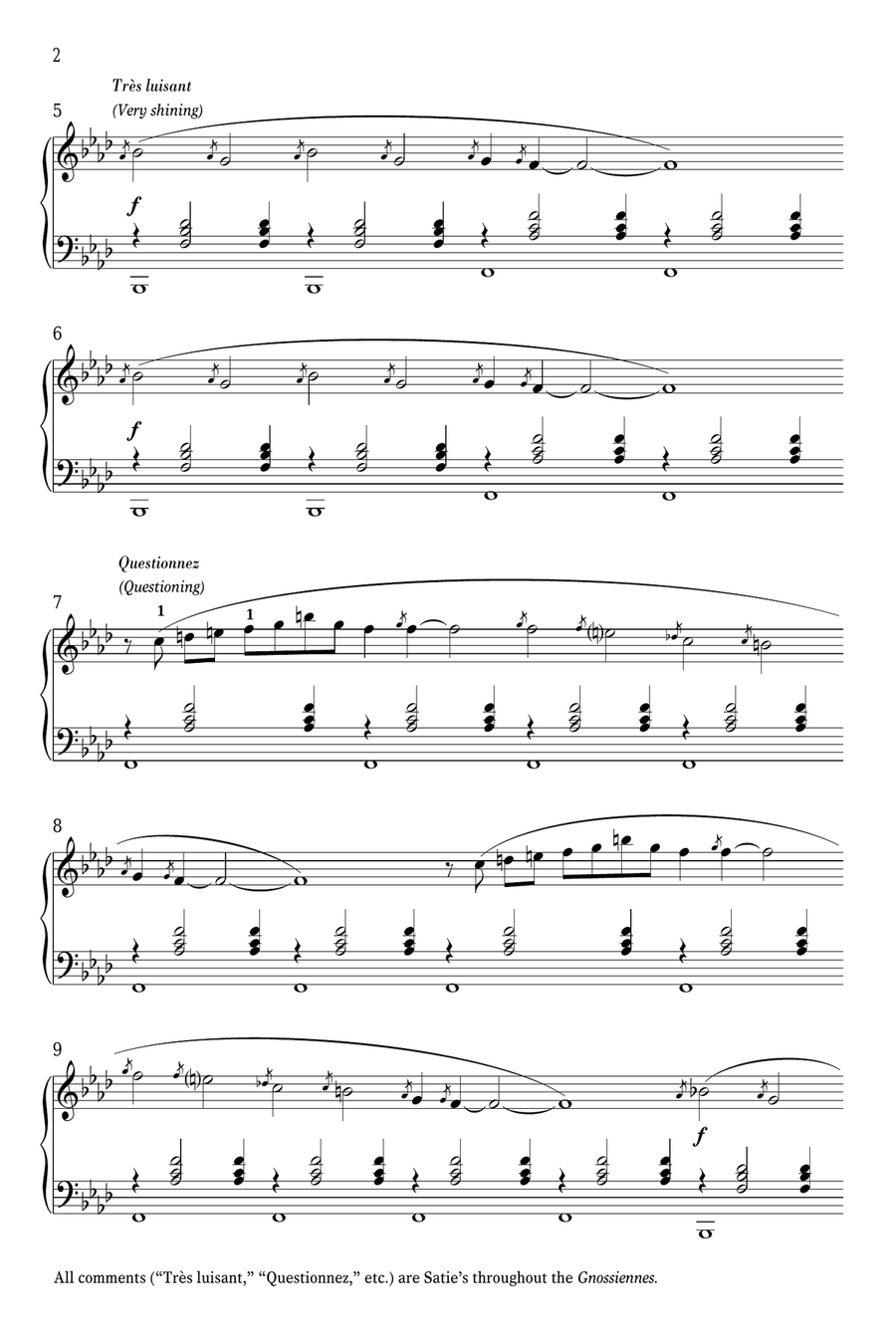 Gnossienne No. 1 Piano Solo scores gallery preview page 2
