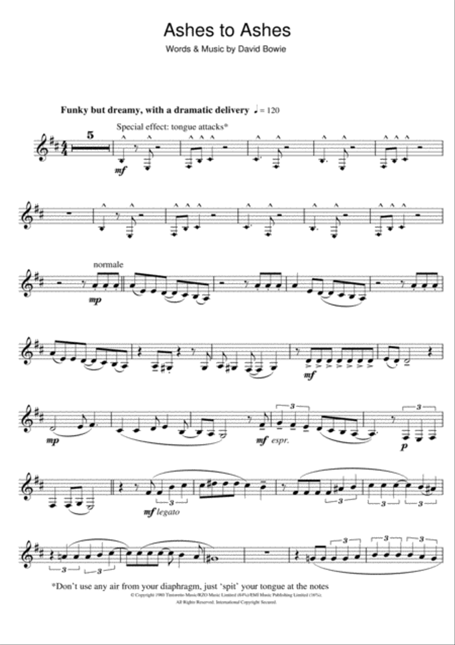 Ashes To Ashes Clarinet Solo scores gallery preview page 1