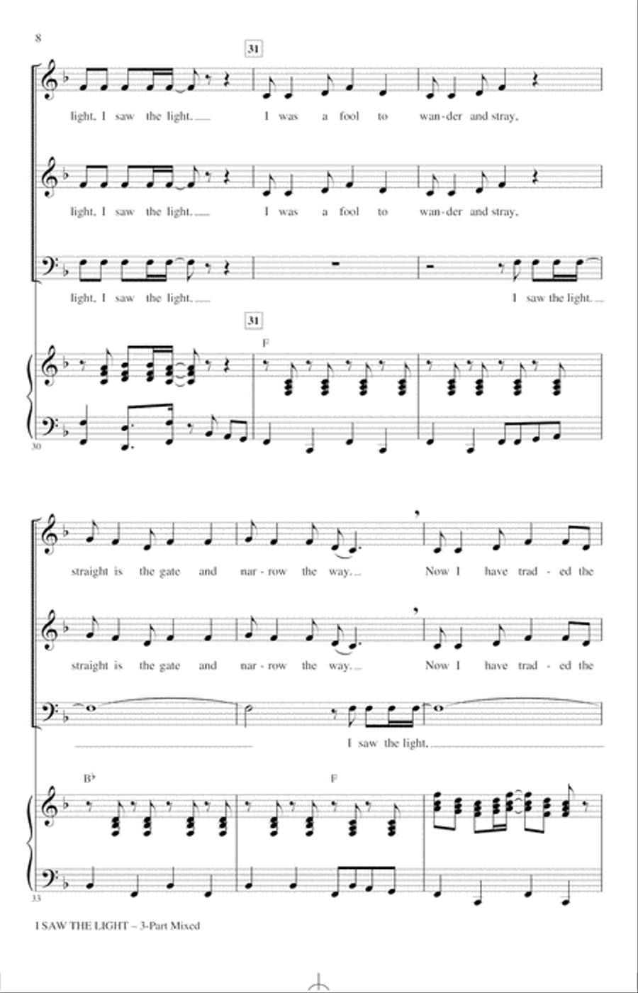 I Saw The Light (arr. Audrey Snyder) 3-Part scores gallery preview page 6