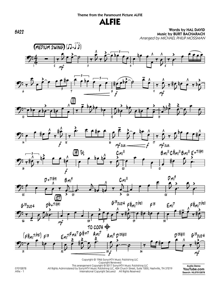 Alfie - Bass Jazz Ensemble scores gallery preview page 1