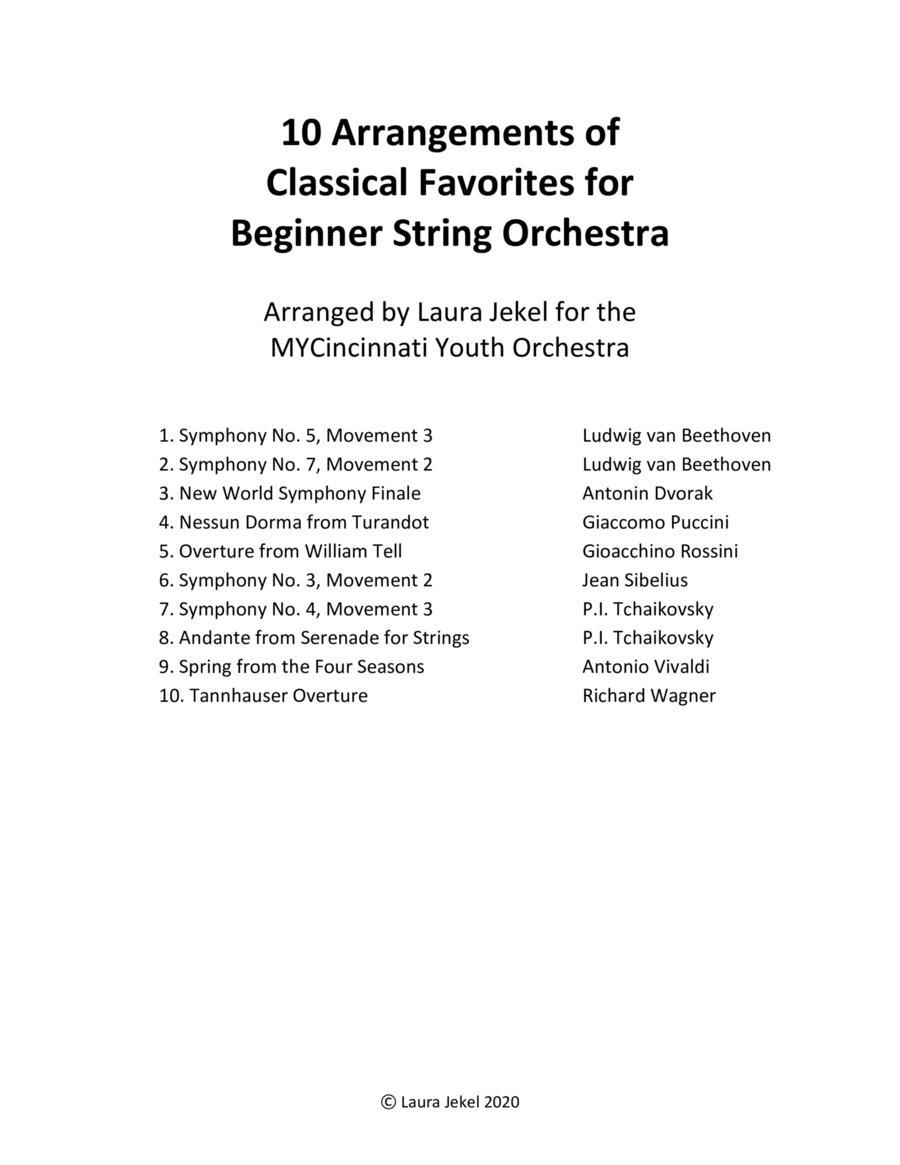 10 Arrangements of Classical Favorites for Beginner String Orchestra String Orchestra scores gallery preview page 1