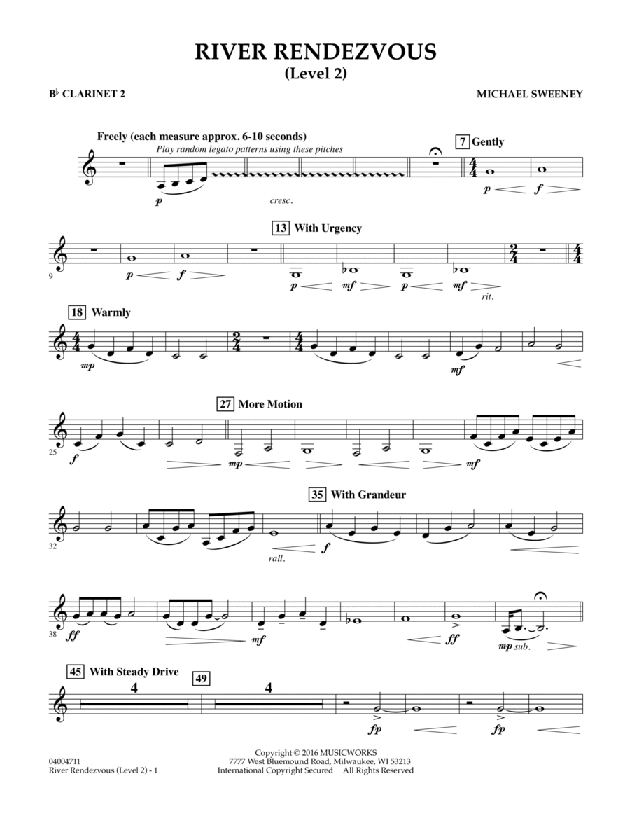 River Rendezvous - Bb Clarinet 2 (Level 2) B-Flat Clarinet scores gallery preview page 1
