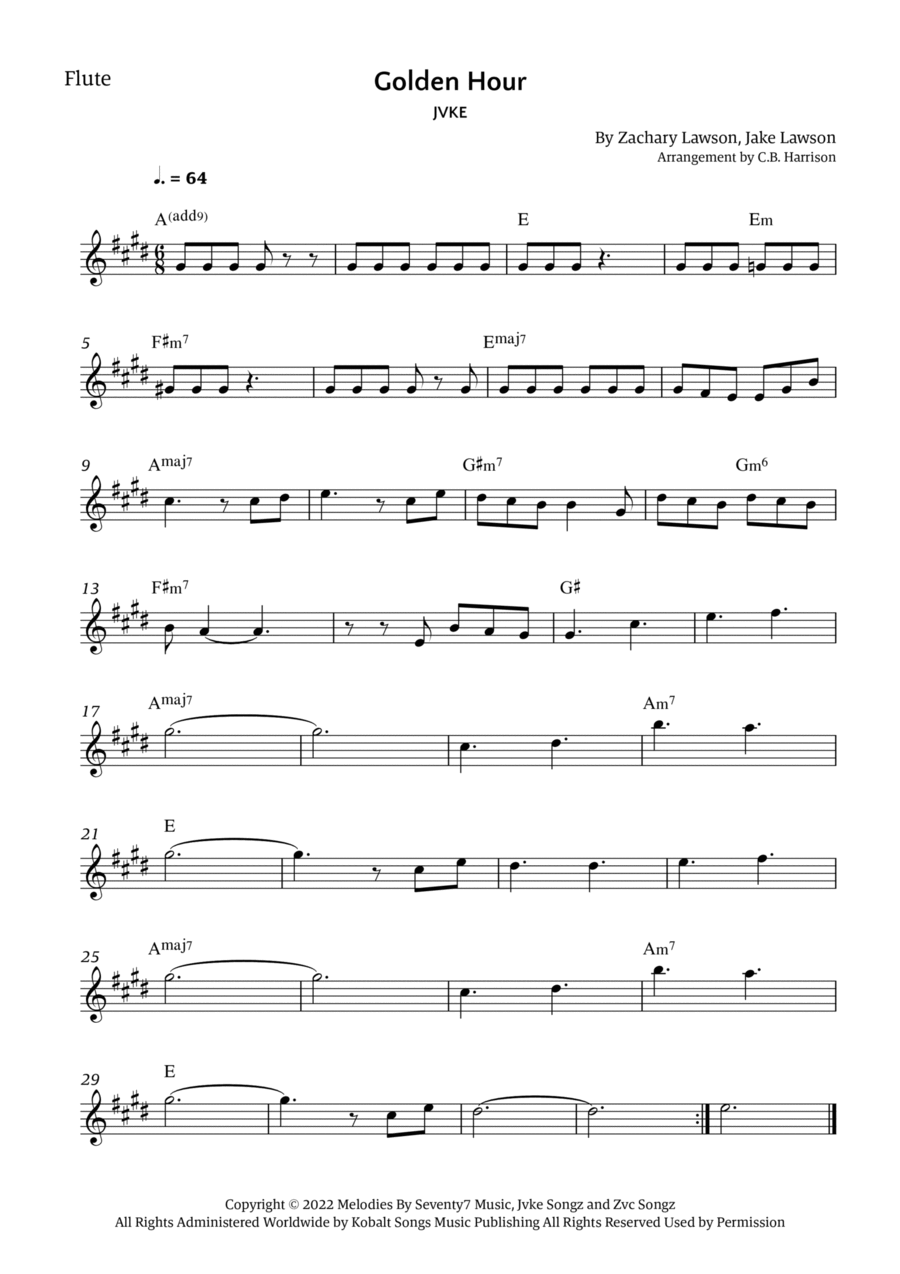 Golden Hour Flute Solo scores gallery preview page 1