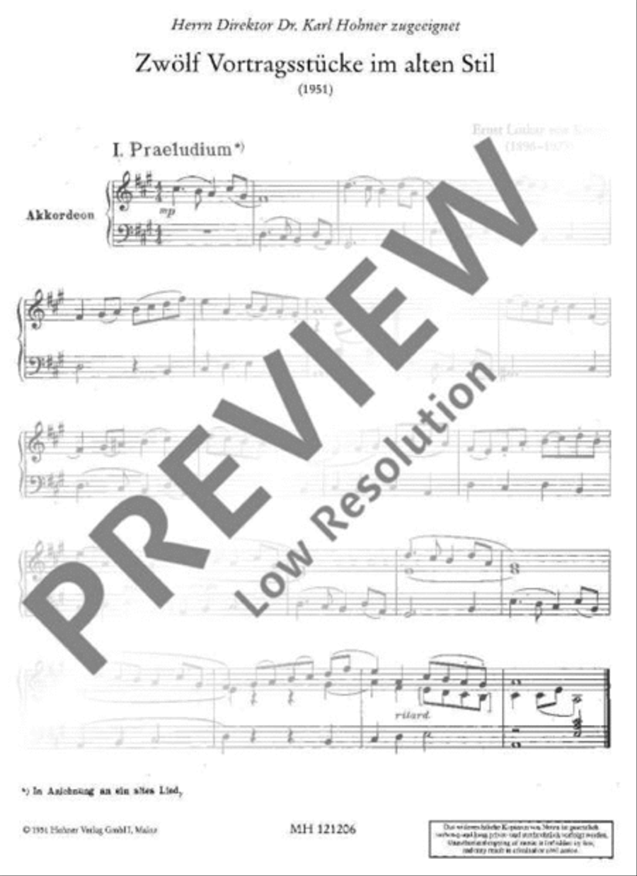 Zwölf Vortragsstücke im alten Stil Accordion scores gallery preview page 4