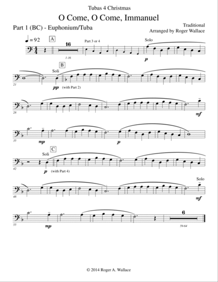 O Come, O Come, Immanuel (Emmanuel) - Tuba Quartet Brass Quartet scores gallery preview page 4