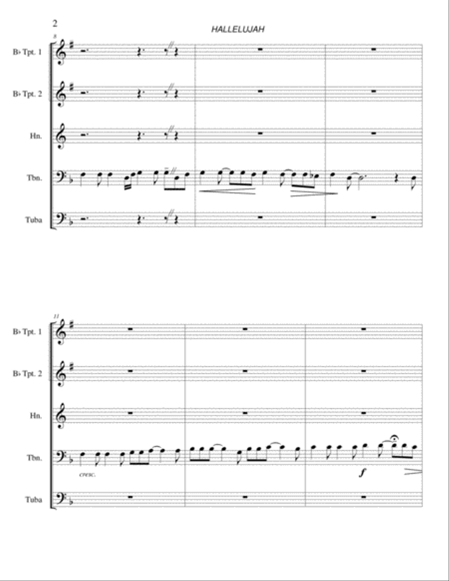 Hallelujah Brass Ensemble scores gallery preview page 3