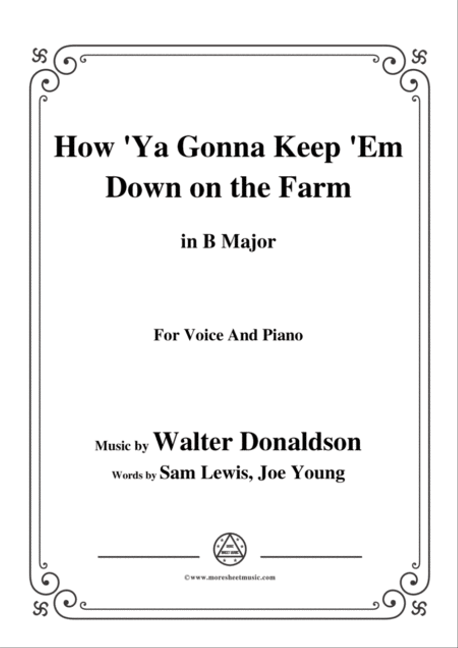 Walter Donaldson-How Ya Gonna Keep 'Em Down on the Farm,in B Major,for Voice&Pno Voice scores gallery preview page 1