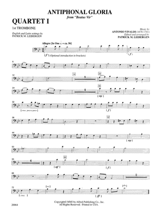 Antiphonal Gloria: 1st Trombone