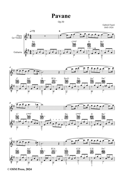 G. Fauré-Pavane,Op.50,for Flute(or Violin) and Guitar image number null