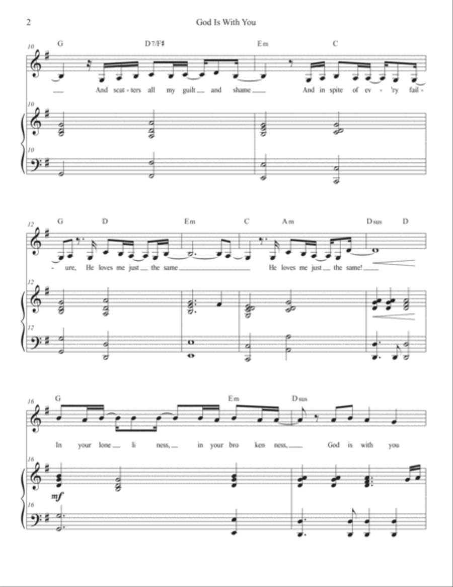 God Is With You God Is With You Piano, Vocal, Guitar scores gallery preview page 2