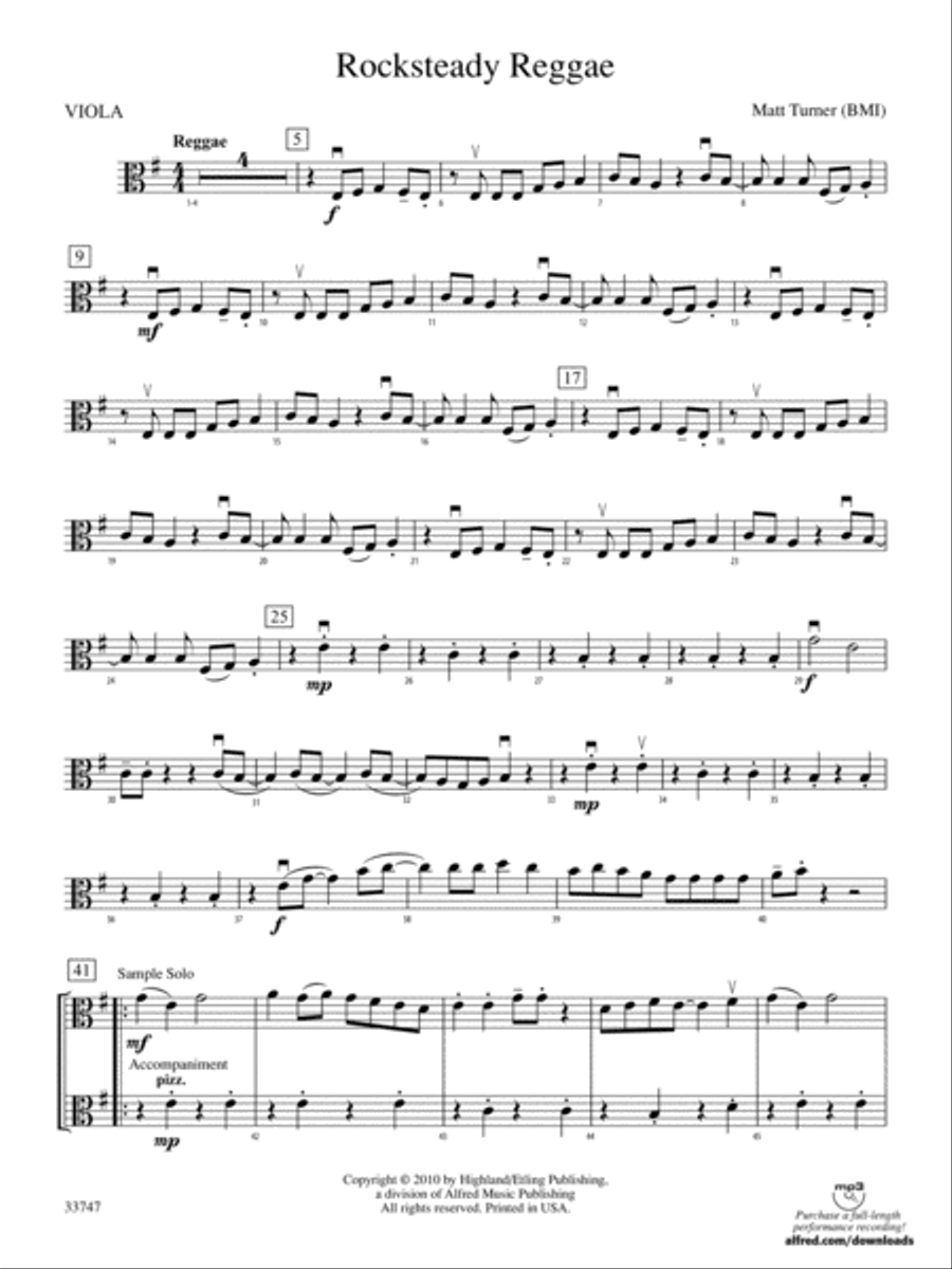Rocksteady Reggae: Viola String Orchestra scores gallery preview page 1