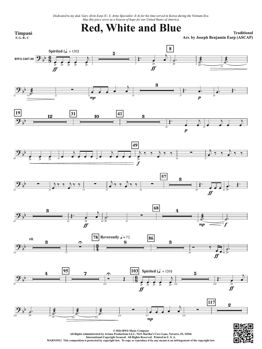 Red, White and Blue: Timpani Percussion scores gallery preview page 1