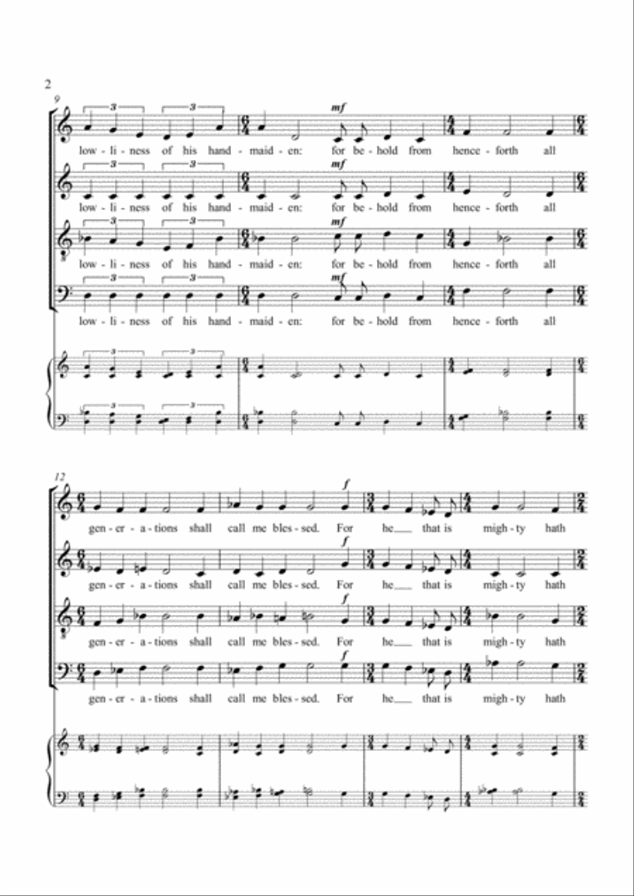 Magnificat and Nunc Dimittis, Op 15 4-Part scores gallery preview page 2