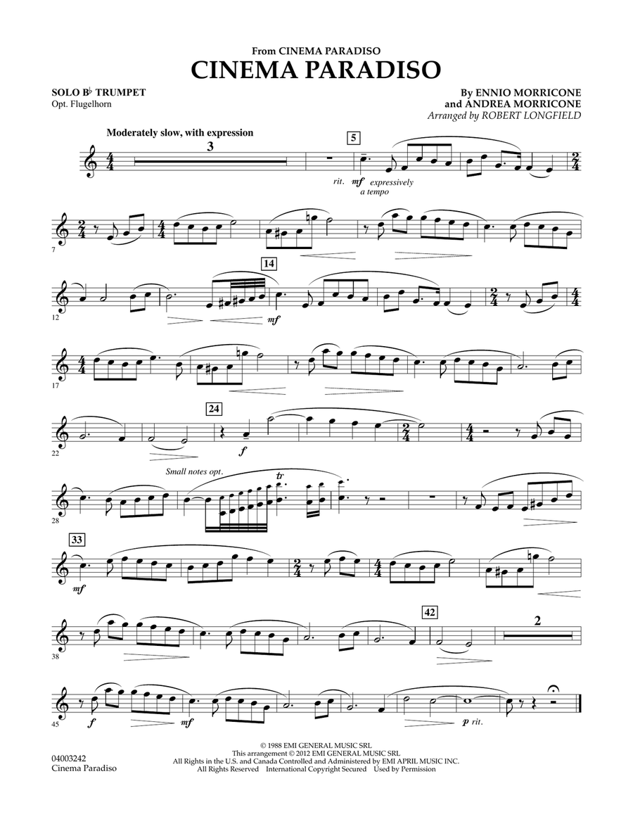 Cinema Paradiso (Flexible Solo with Band) - Solo Bb Trumpet Concert Band scores gallery preview page 1