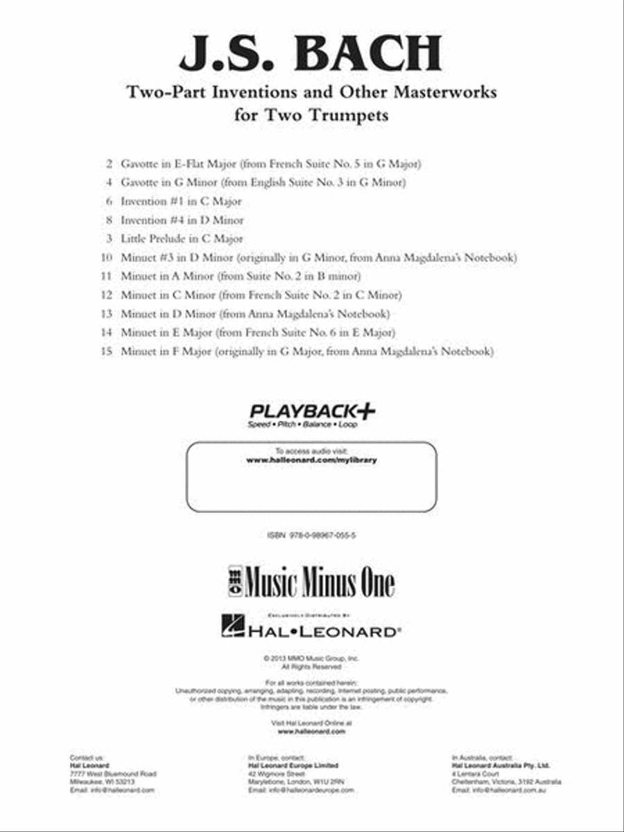 Johann Sebastian Bach: Two-Part Inventions for Two Trumpets Trumpet Duet scores gallery preview page 3