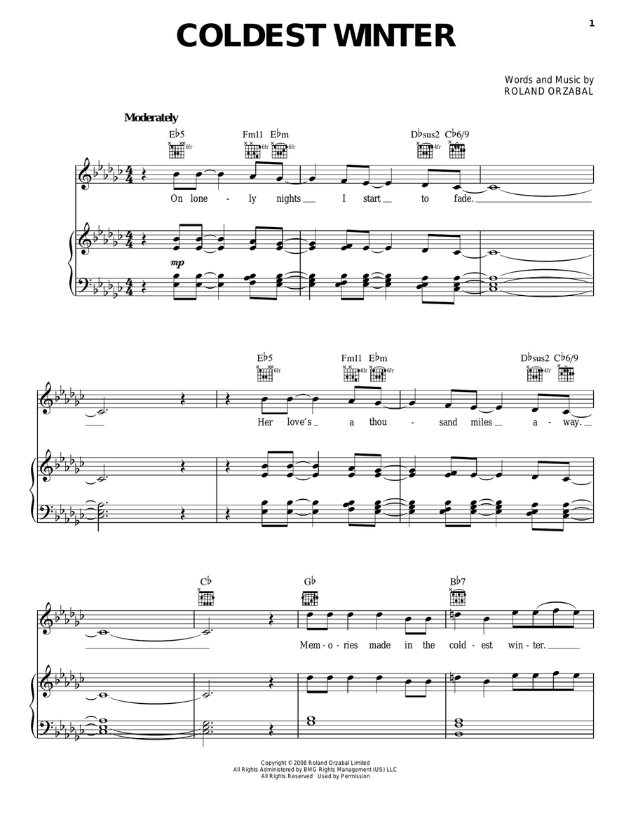 Coldest Winter A Cappella scores gallery preview page 1