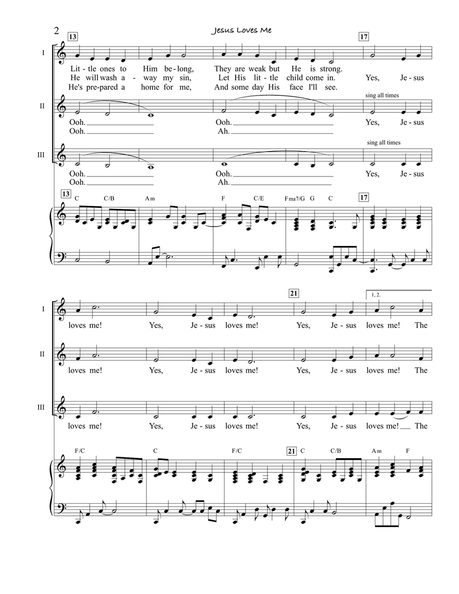 Jesus Loves Me Easy Piano scores gallery preview page 2