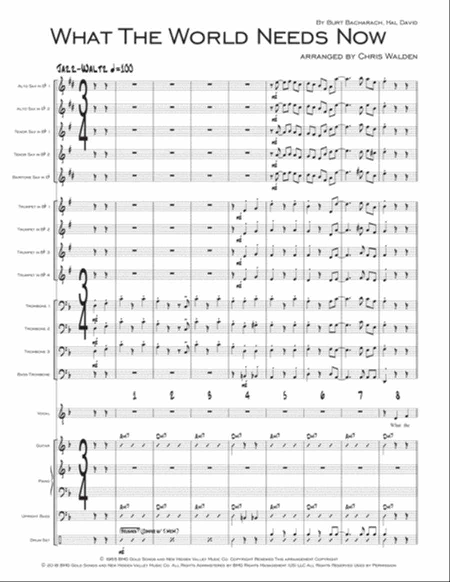 What The World Needs Now Is Love Jazz Ensemble scores gallery preview page 1