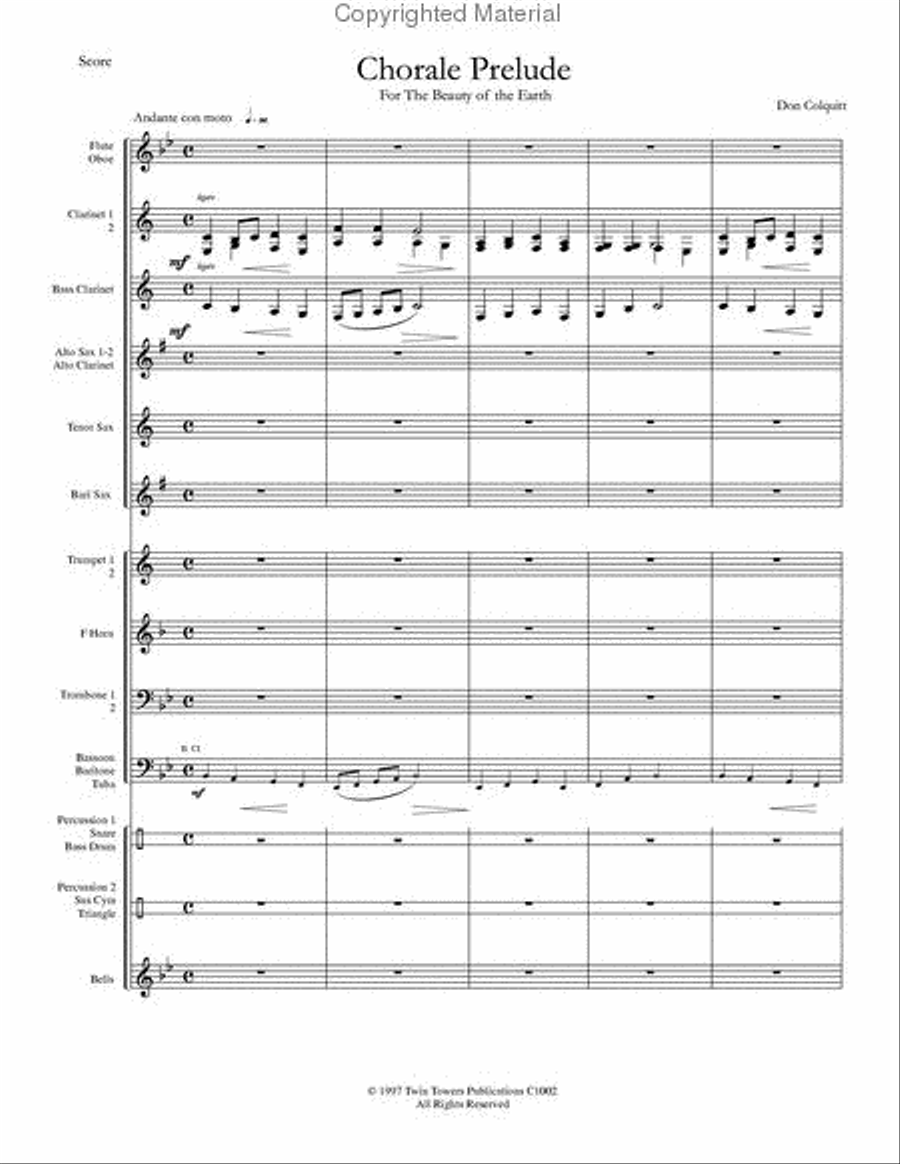 Chorale Prelude: For The Beauty of the Earth Concert Band scores gallery preview page 4