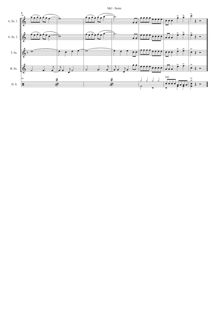Me! Saxophone Quartet scores gallery preview page 6