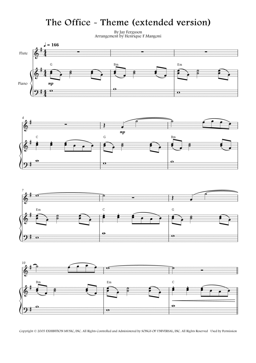 The Office - Theme Flute Solo scores gallery preview page 1