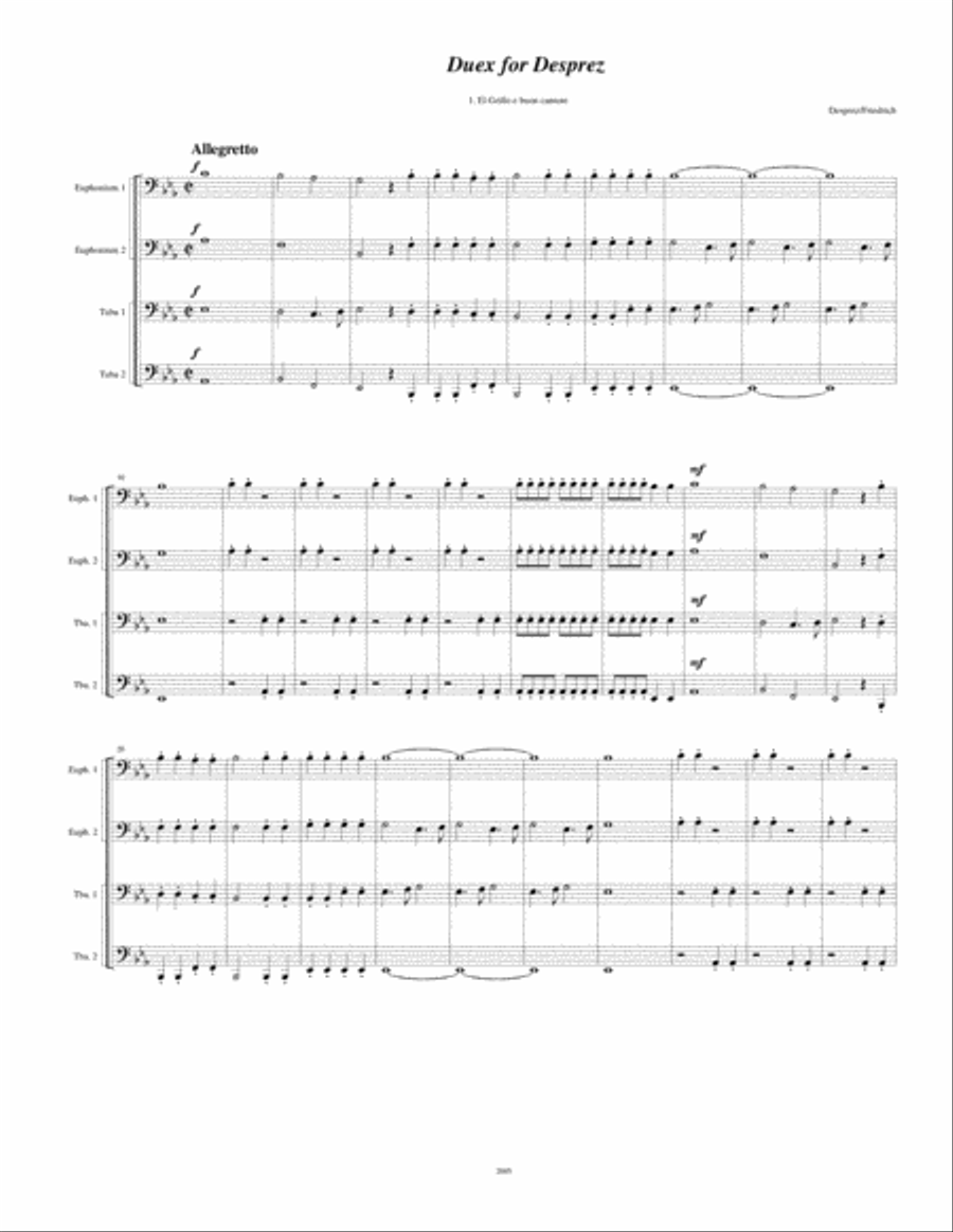Duex for Des Prez Duex for Des Prez Brass Ensemble scores gallery preview page 1