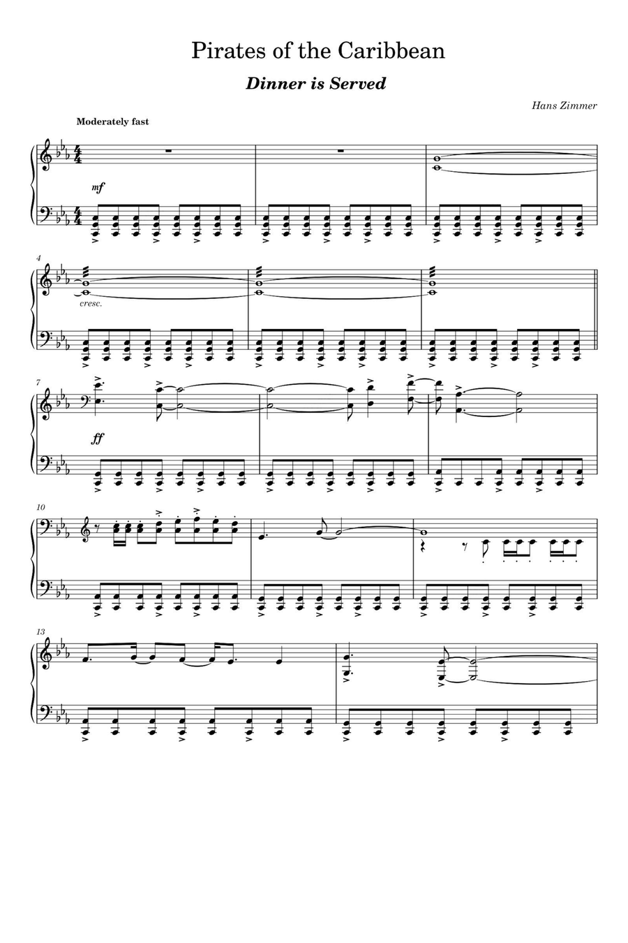Dinner Is Served Piano Solo scores gallery preview page 1