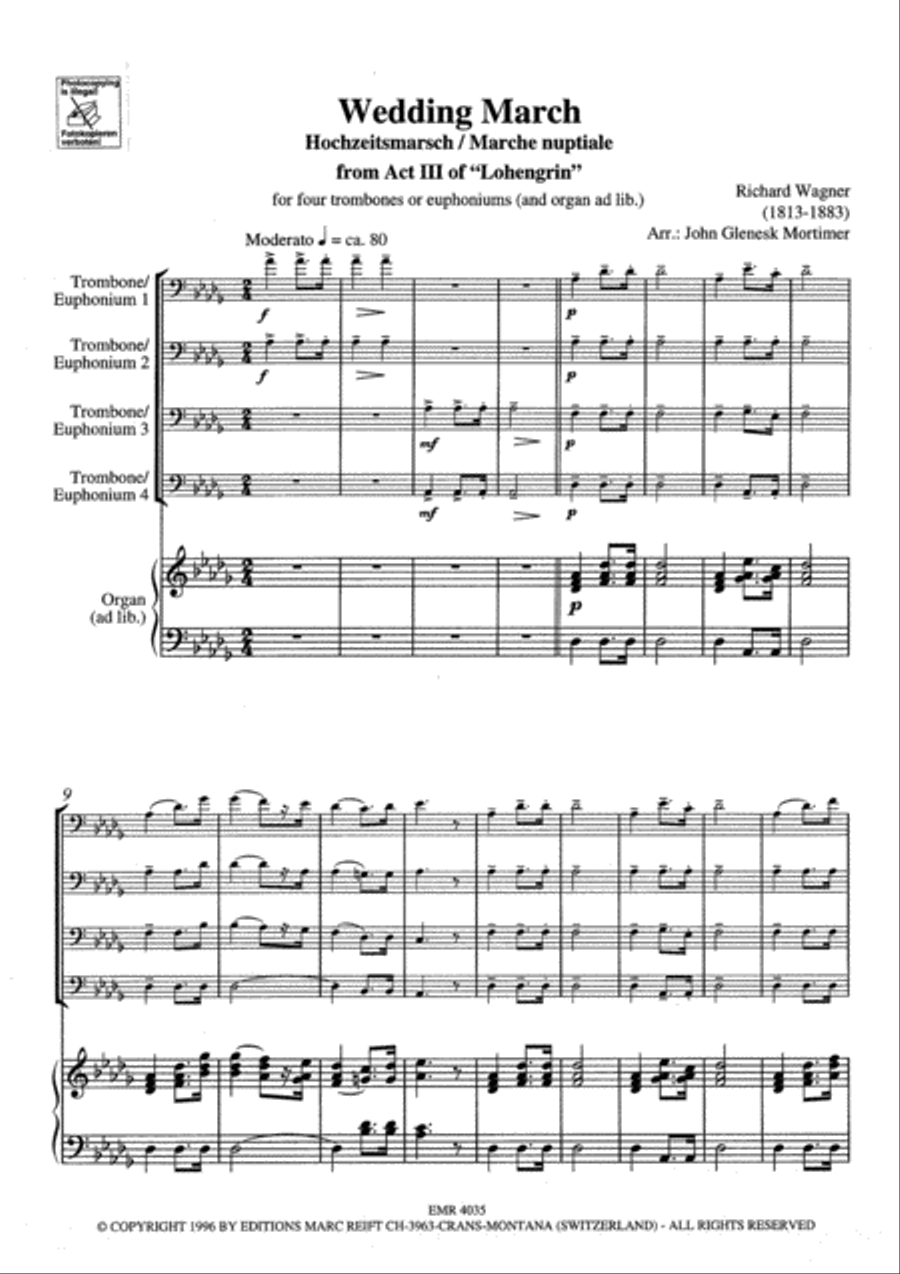 Wedding March Euphonium Quartet scores gallery preview page 6