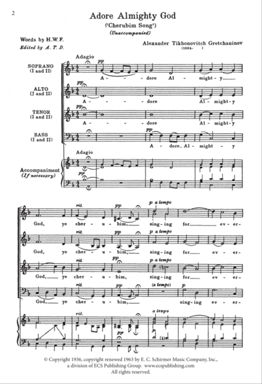 Adore Almighty God (Cherubim Song) Divisi scores gallery preview page 2
