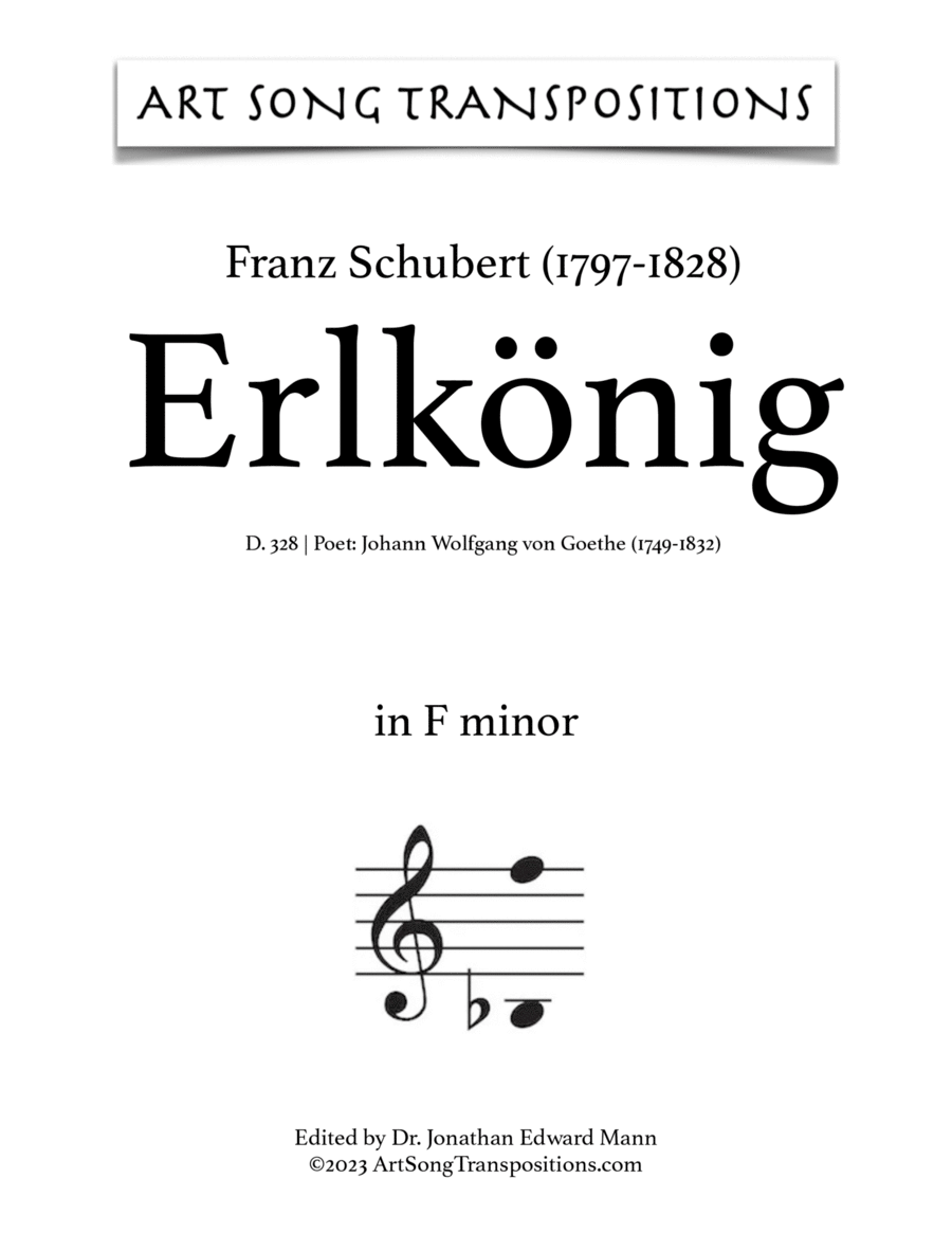 SCHUBERT: Erlkönig, D. 328 (transposed to F minor) Voice scores gallery preview page 1