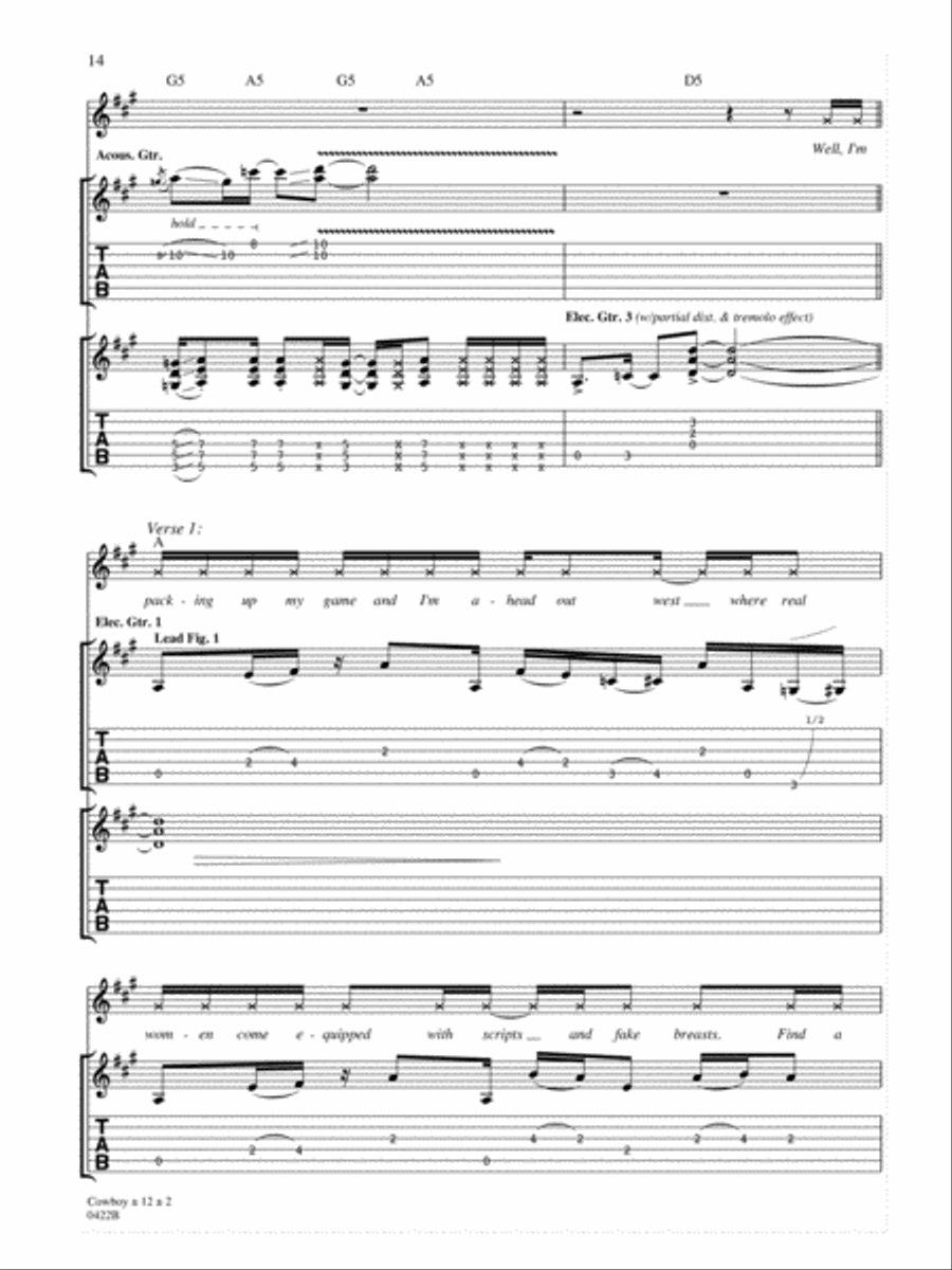 Cowboy Guitar Tablature scores gallery preview page 2