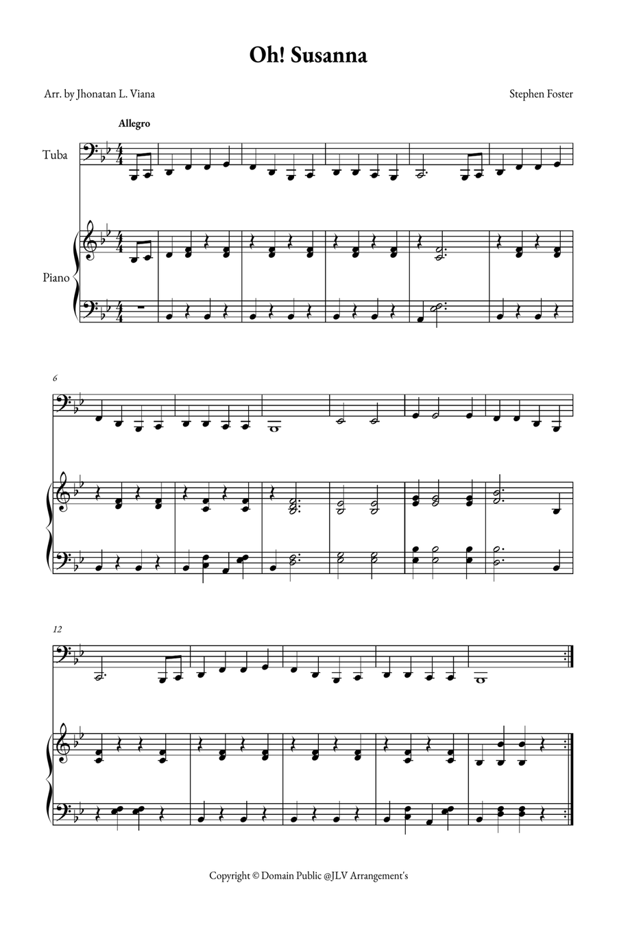 Oh! Susanna Tuba scores gallery preview page 1