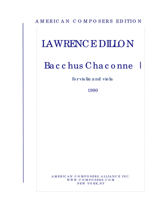 Book cover for [Dillon] Bacchus Chaconne 1 for violin and viola